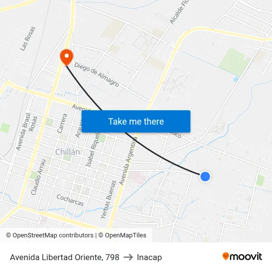 Avenida Libertad Oriente, 798 to Inacap map