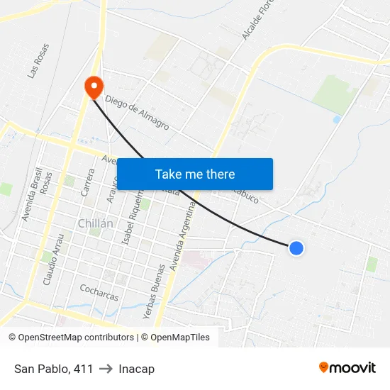 San Pablo, 411 to Inacap map