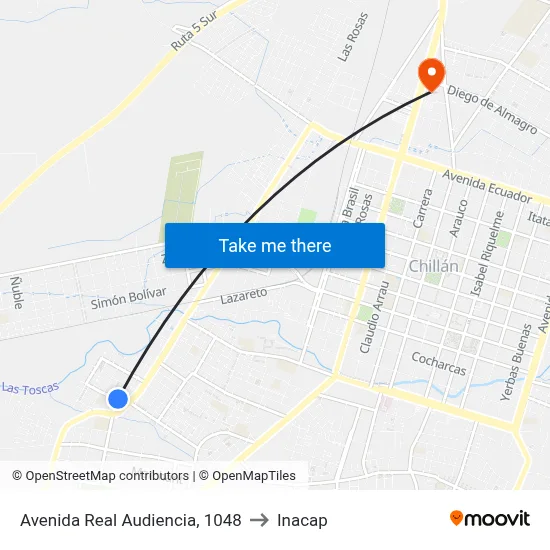 Avenida Real Audiencia, 1048 to Inacap map