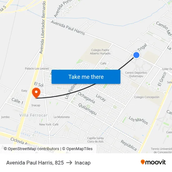 Avenida Paul Harris, 825 to Inacap map