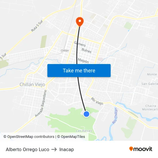 Alberto Orrego Luco to Inacap map