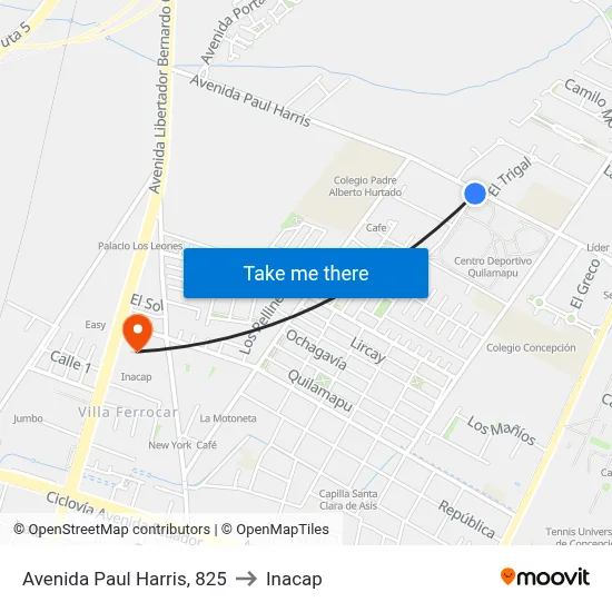 Avenida Paul Harris, 825 to Inacap map