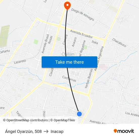 Ángel Oyarzún, 508 to Inacap map
