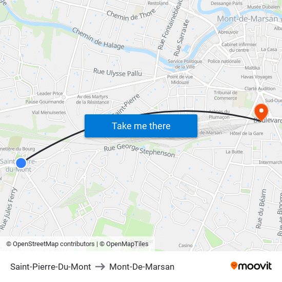 Saint-Pierre-Du-Mont to Mont-De-Marsan map