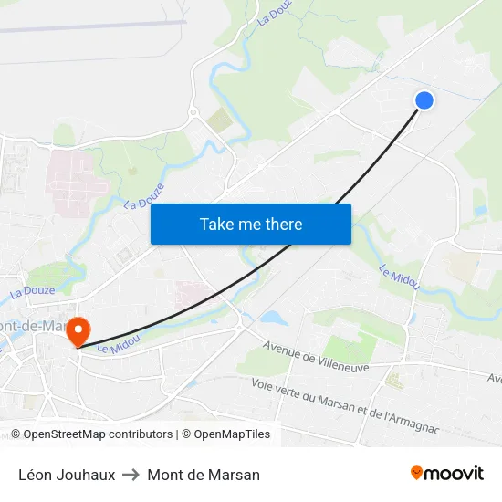 Léon Jouhaux to Mont de Marsan map