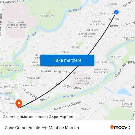 Zone Commerciale to Mont de Marsan map