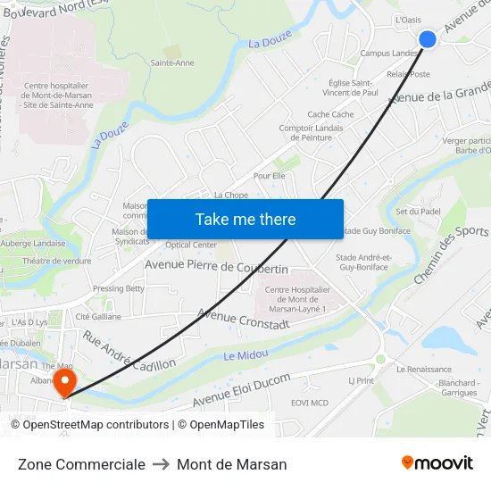 Zone Commerciale to Mont de Marsan map