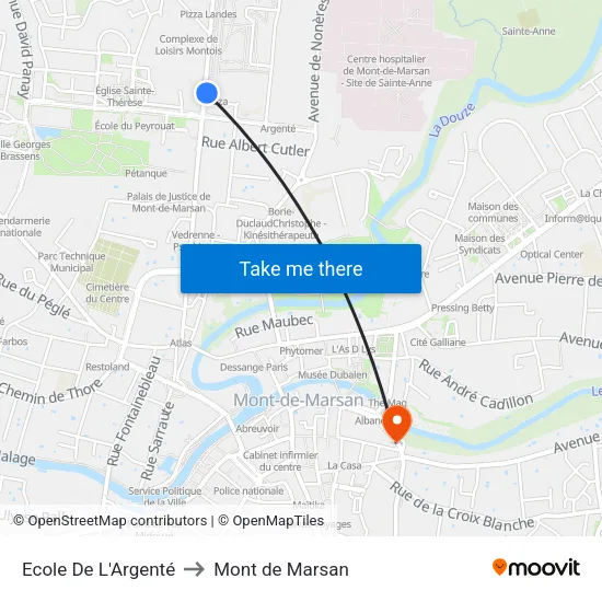 Ecole De L'Argenté to Mont de Marsan map