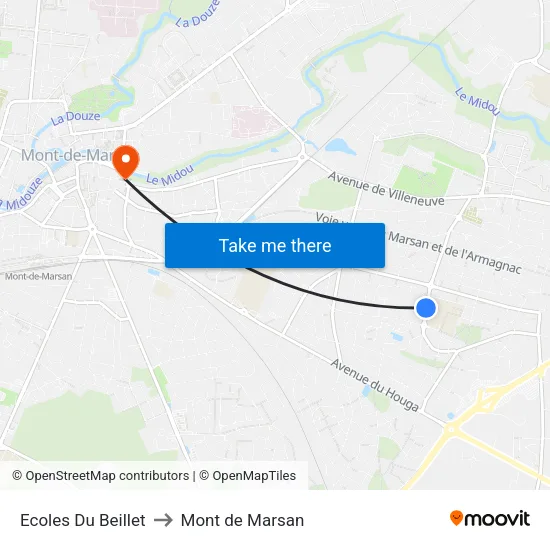 Ecoles Du Beillet to Mont de Marsan map