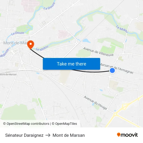 Sénateur Daraignez to Mont de Marsan map