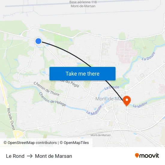 Le Rond to Mont de Marsan map