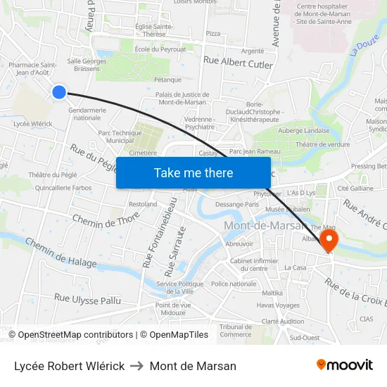 Lycée Robert Wlérick to Mont de Marsan map