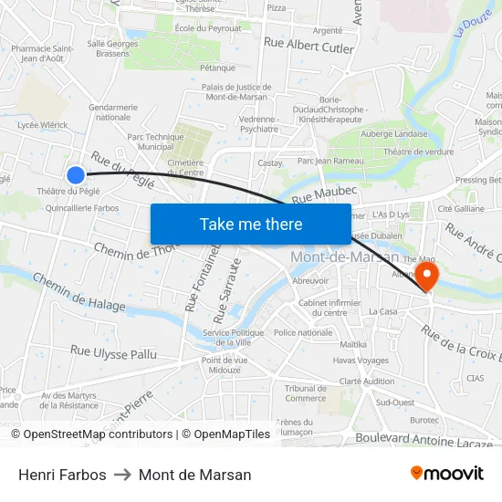 Henri Farbos to Mont de Marsan map