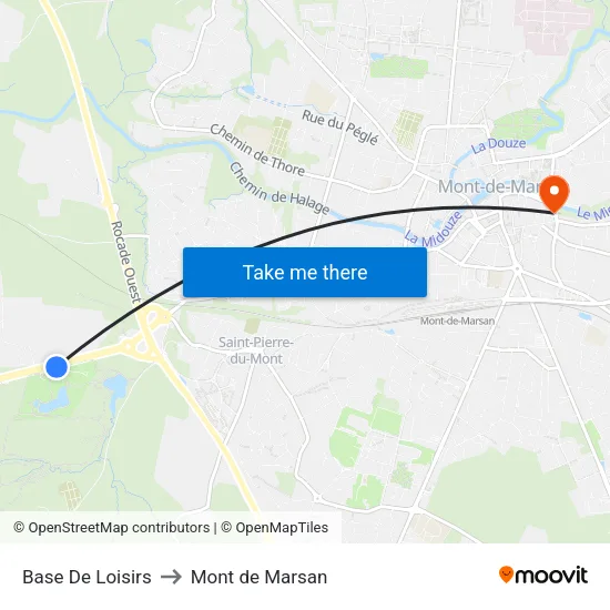 Base De Loisirs to Mont de Marsan map