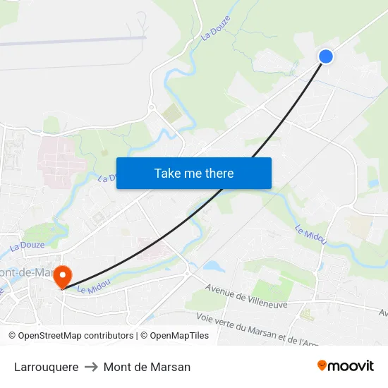 Larrouquere to Mont de Marsan map