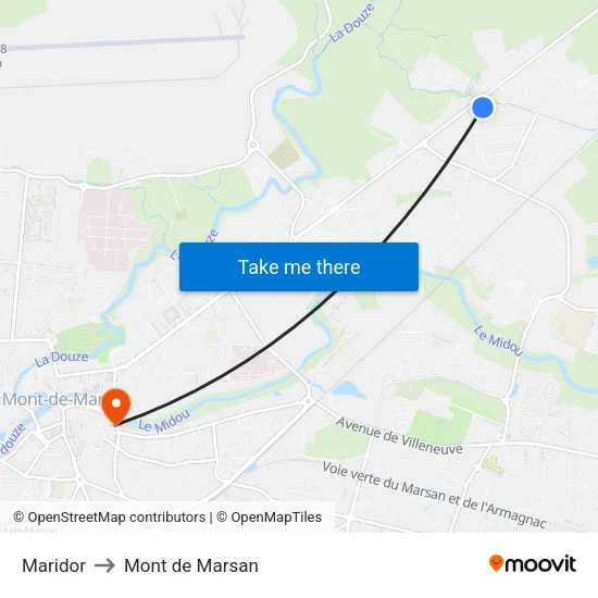 Maridor to Mont de Marsan map
