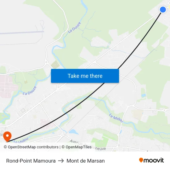 Rond-Point Mamoura to Mont de Marsan map
