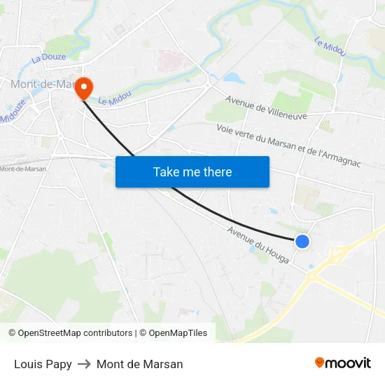 Louis Papy to Mont de Marsan map