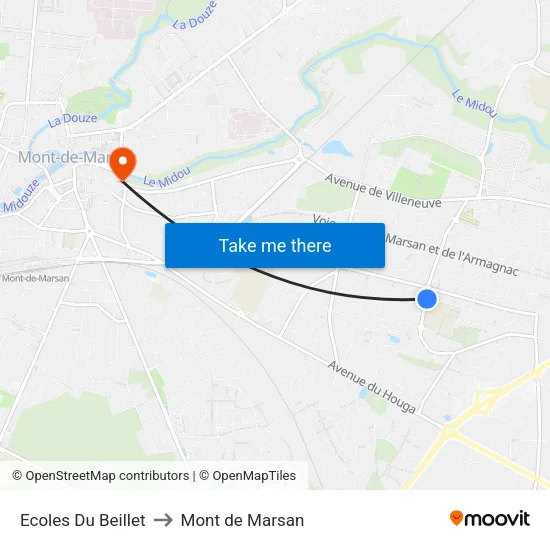 Ecoles Du Beillet to Mont de Marsan map