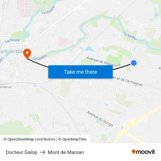 Docteur Galop to Mont de Marsan map
