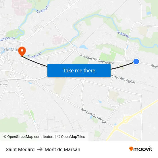 Saint Médard to Mont de Marsan map