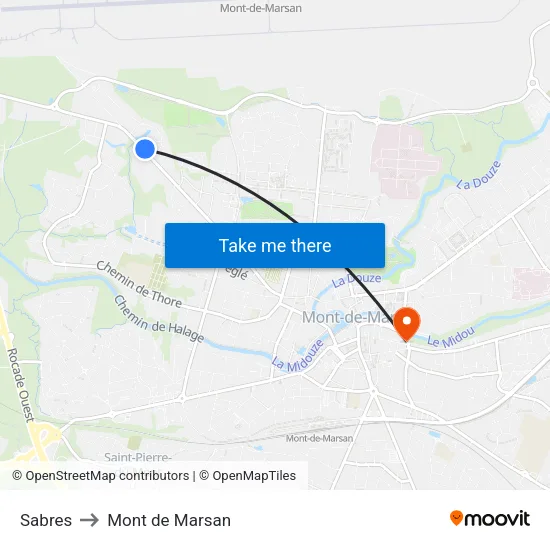 Sabres to Mont de Marsan map