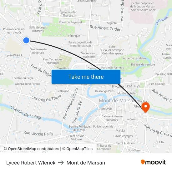 Lycée Robert Wlérick to Mont de Marsan map