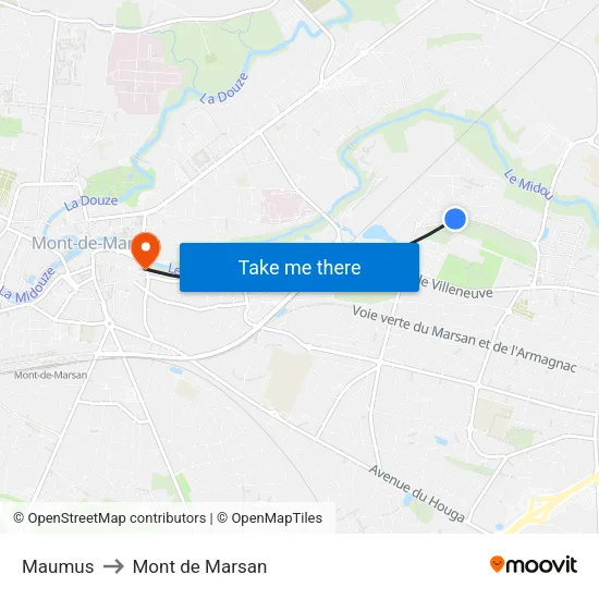 Maumus to Mont de Marsan map
