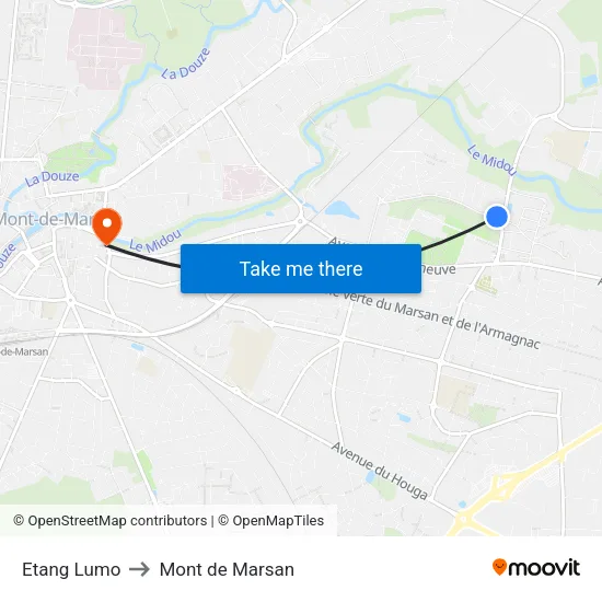 Etang Lumo to Mont de Marsan map