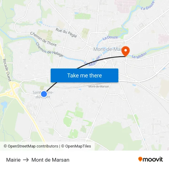 Mairie to Mont de Marsan map