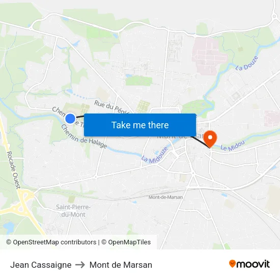 Jean Cassaigne to Mont de Marsan map