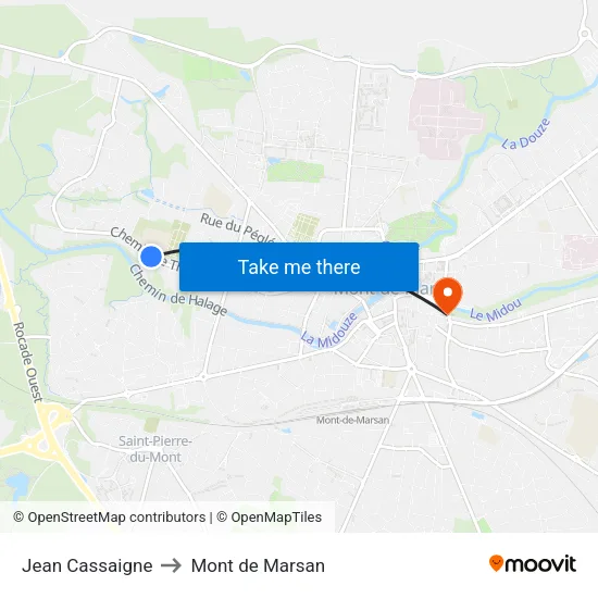 Jean Cassaigne to Mont de Marsan map