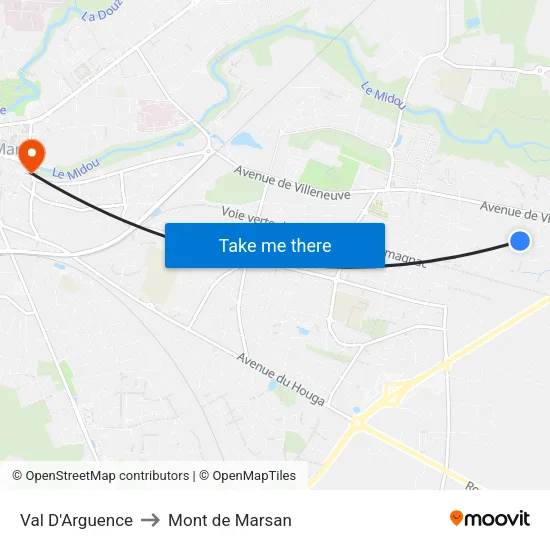 Val D'Arguence to Mont de Marsan map