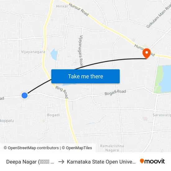 Deepa Nagar (ದೀಪಾ ನಗರ) to Karnataka State Open University map