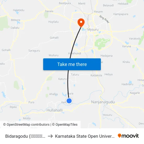 Bidaragodu (ಬಿದರಗೊಡು) to Karnataka State Open University map