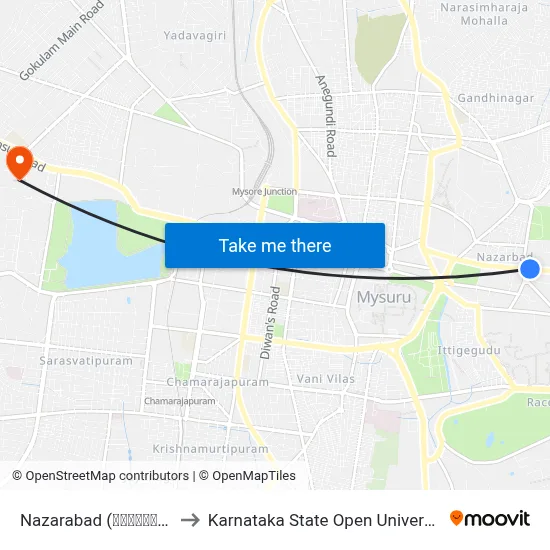 Nazarabad (ನಜರಾಬಾದ್) to Karnataka State Open University map