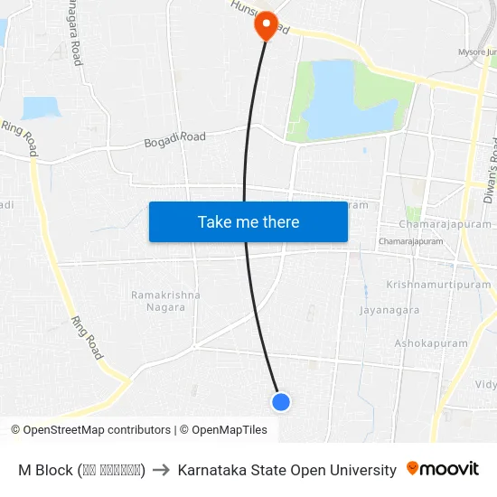 M Block (ಎಂ ಬ್ಲಾಕ್) to Karnataka State Open University map