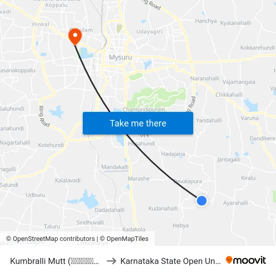 Kumbralli Mutt (ಕುಂಬಾರಳ್ಳಿ ಮಠ) to Karnataka State Open University map