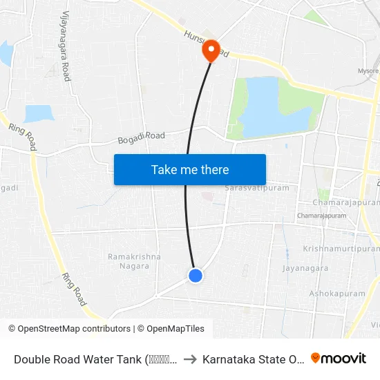 Double Road Water Tank (ಡಬ್ಬಲ್ ರಸ್ತೆ ವಾಟರ್ ಟ್ಯಾಂಕ್) to Karnataka State Open University map