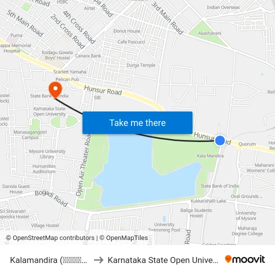 Kalamandira (ಕಲಾಮಂದಿರ) to Karnataka State Open University map