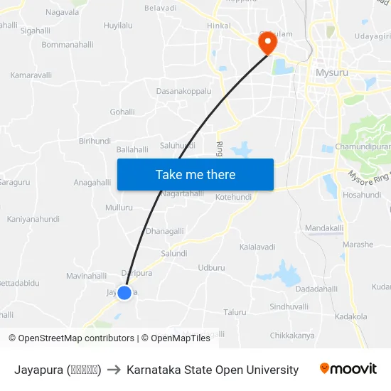 Jayapura (ಜಯಪುರ) to Karnataka State Open University map