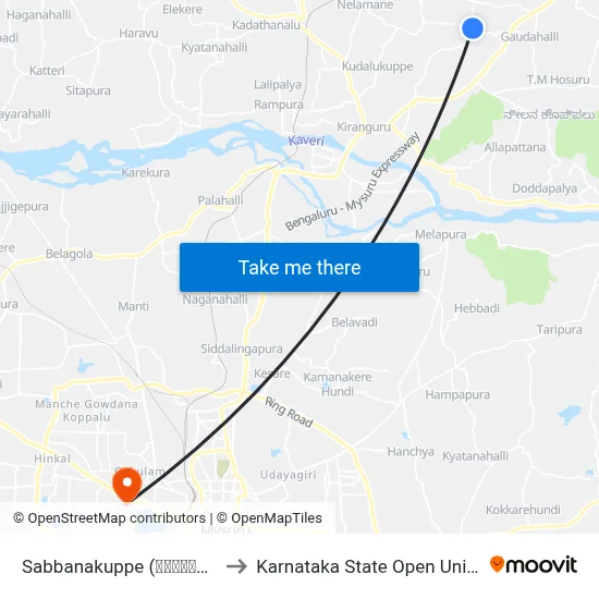 Sabbanakuppe (ಸಬ್ಬನಕುಪ್ಪೆ) to Karnataka State Open University map
