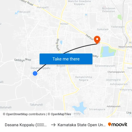 Dasana Koppalu (ದಾಸನಕೊಪ್ಪಲು) to Karnataka State Open University map