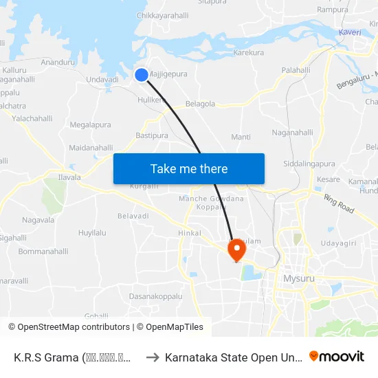 K.R.S Grama (ಕೆ.ಆರ್.ಎಸ್ ಗ್ರಾಮ) to Karnataka State Open University map