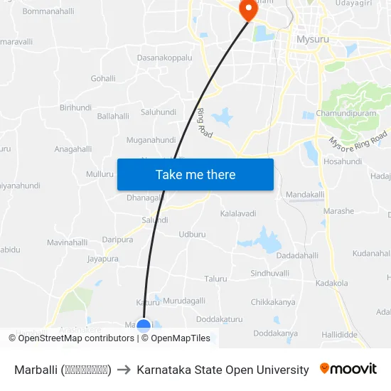 Marballi (ಮರ್ಬಳ್ಳಿ) to Karnataka State Open University map