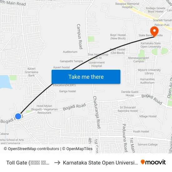 Toll Gate (ಟೋಲ್ ಗೇಟ್) to Karnataka State Open University map