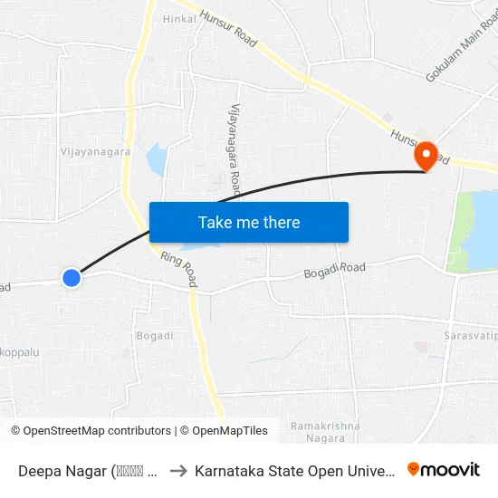 Deepa Nagar (ದೀಪಾ ನಗರ) to Karnataka State Open University map