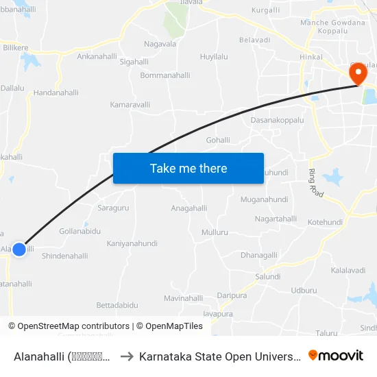 Alanahalli (ಆಲನಹಳ್ಳಿ) to Karnataka State Open University map