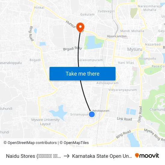 Naidu Stores (ನಾಯ್ಡು ಸ್ಟೋರ‍್ಸ್) to Karnataka State Open University map