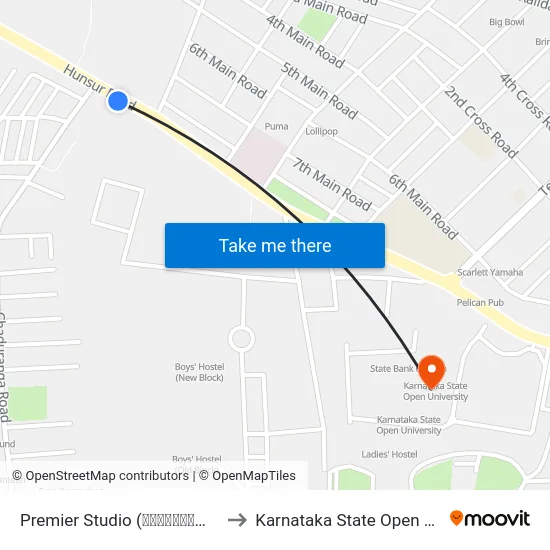 Premier Studio (ಪ್ರೀಮಿಯರ್ ಸ್ಟುಡಿಯೋ) to Karnataka State Open University map